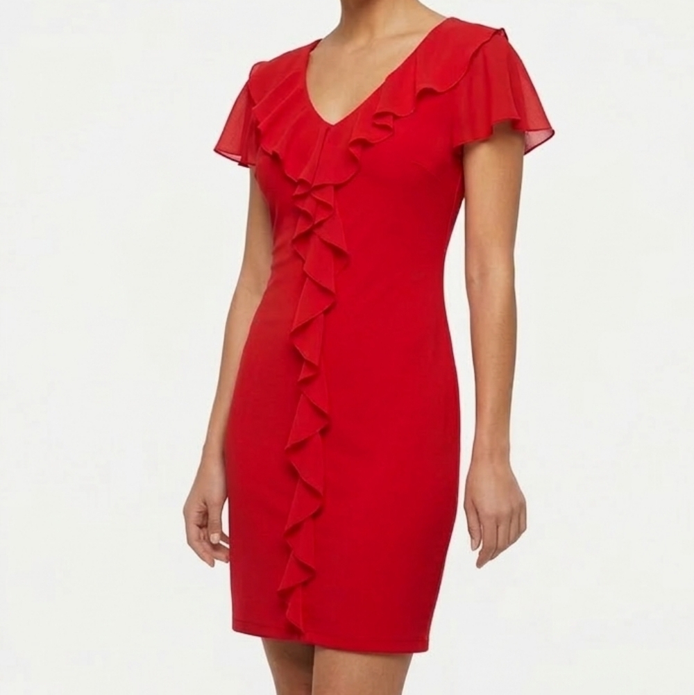PRETTY Ruffle Red Dress, YES ❤️ - Picture 1 of 11